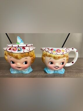 Vintage Lefton Miss Dainty Creamer and Sugar With Lid